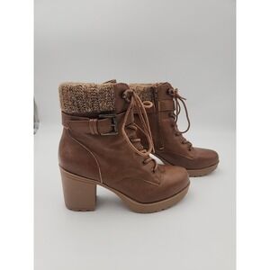 Mari A Brown Women Ankle Block Heel Boots Preppy Outdoor Western Size 7.5